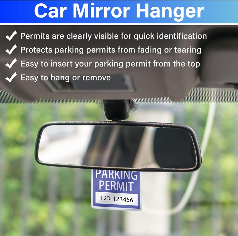 ecocstm 10 PCS Clear Parking Permit Holder, Rear View Mirror Hanger, Car Vertical Parking Lot Pass, Hang Tag Holde, Parking Pass Holder for Car Passes, Permits, Stickers - Image 5